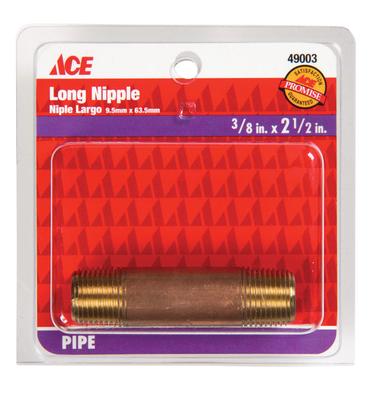 Ace 3/8 in. MPT Red Brass Nipple 2-1/2 in. L