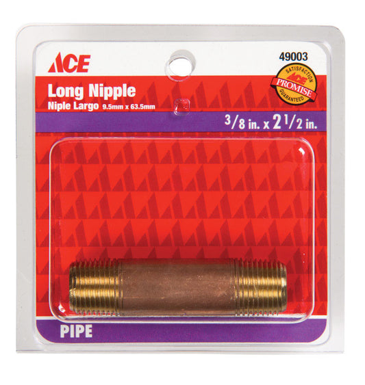 Ace 3/8 in. MPT Red Brass Nipple 2-1/2 in. L