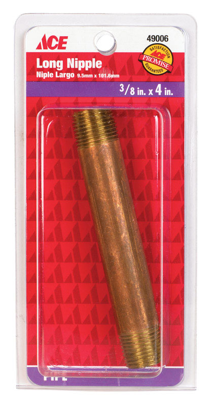 Ace 3/8 in. MPT Red Brass Nipple 4 in. L