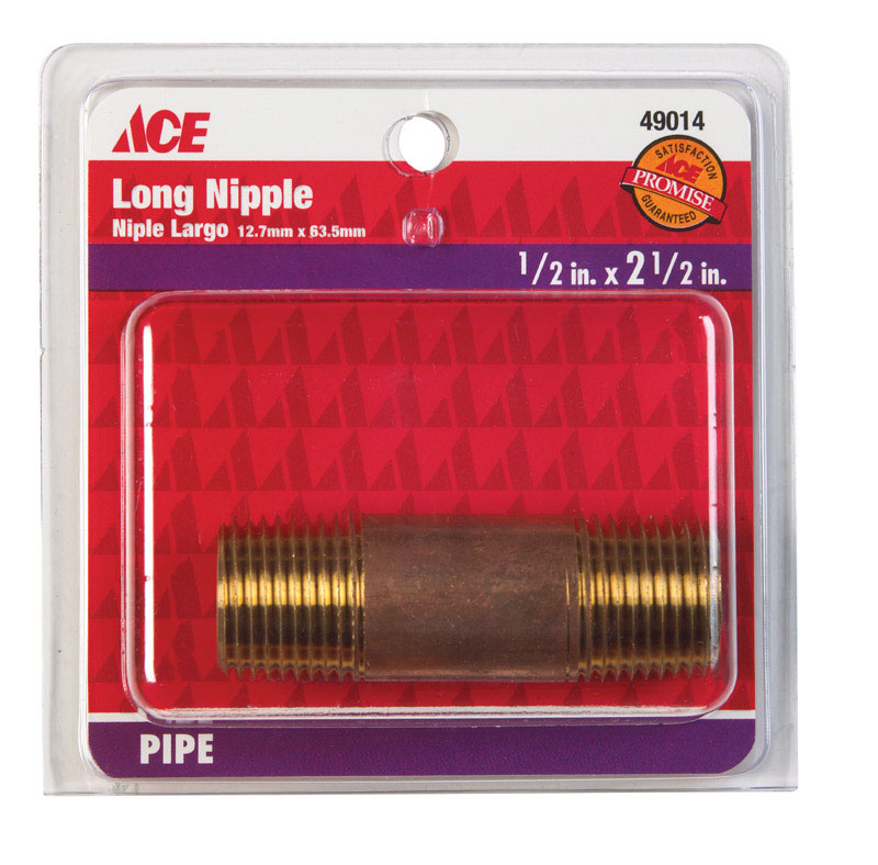 Ace 1/2 in. MPT Red Brass Nipple 2-1/2 in. L