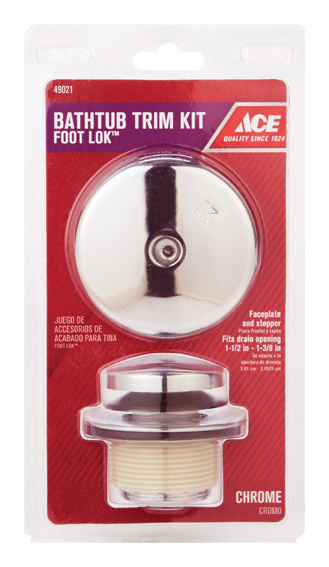 Ace 1 Chrome Plated Foot Lok Stop Bath Drain Trim Kit