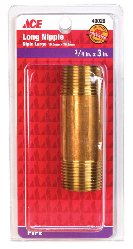 Ace 3/4 in. MPT Red Brass Nipple 3 in. L