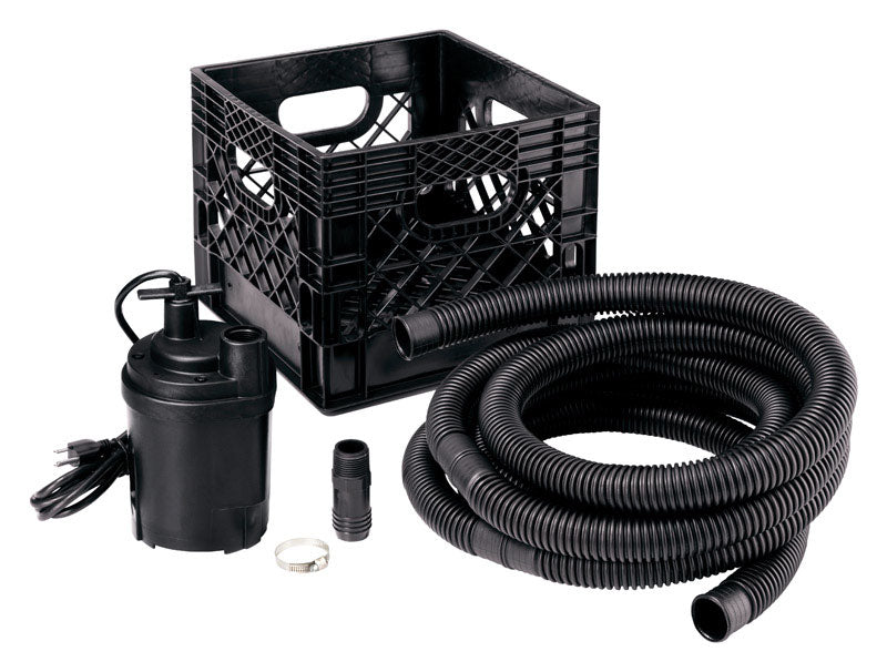 Simer Flow 'N Stow 1/4 HP 1800 gph Thermoplastic Switchless Switch Bottom AC Utility Pump Kit