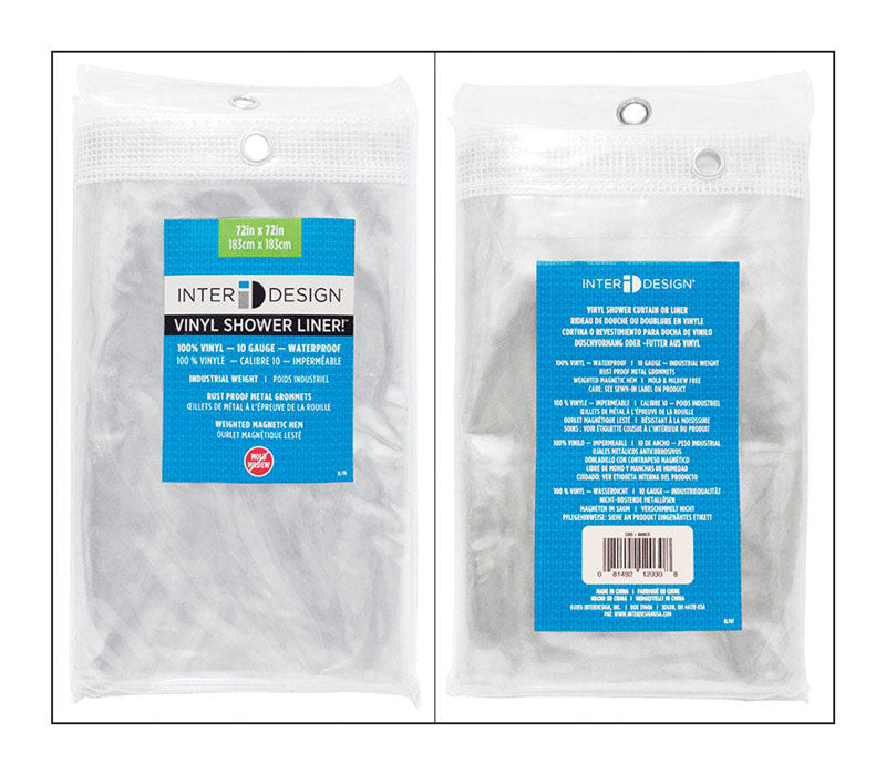 iDesign 72 in. H X 72 in. W Clear Shower Curtain Liner Vinyl