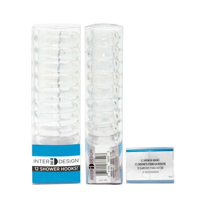 iDesign Clear Plastic Shower Hooks 12 pk