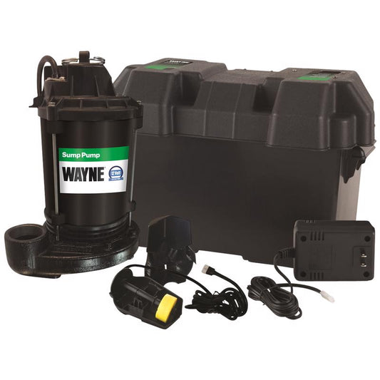 Wayne 1/2 HP 2,500 gph Cast Iron Reed Switch Battery Submersible Backup Sump Pump 8 ftÂ³
