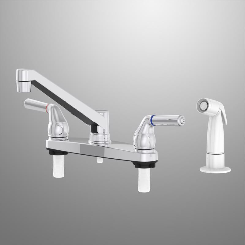 Home Plus Two Handle Chrome Kitchen Faucet Side Sprayer Included