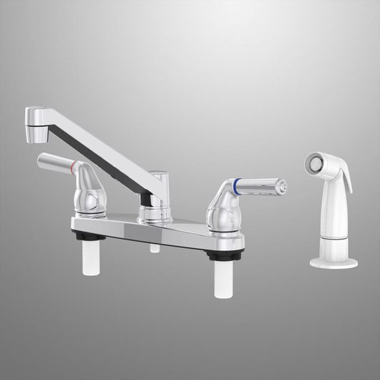 Home Plus Two Handle Chrome Kitchen Faucet Side Sprayer Included