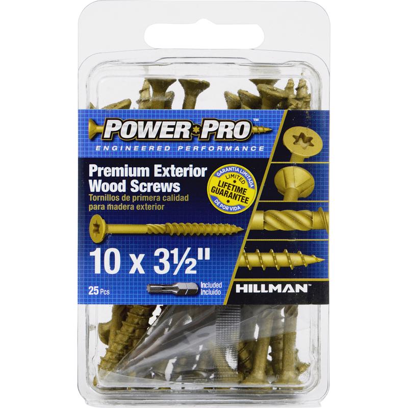 HILLMAN Power Pro No. 10 in. X 3-1/2 in. L Bronze Star Flat Head Premium Deck Screws 1 lb 25 pk