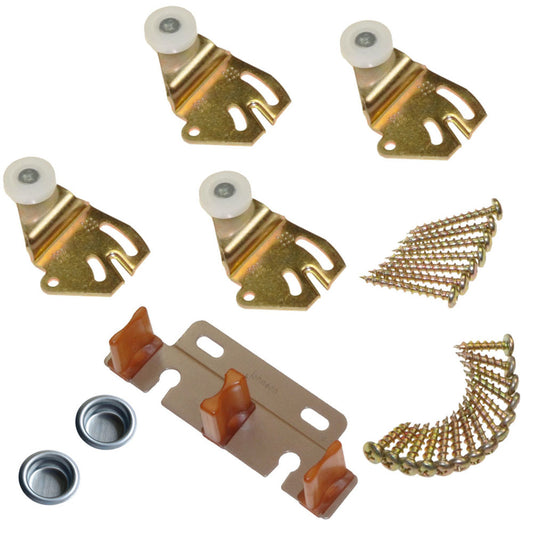 Johnson Hardware 6 in. L Brass-Plated Brown/White Metal By-Pass Part Set 50 pc