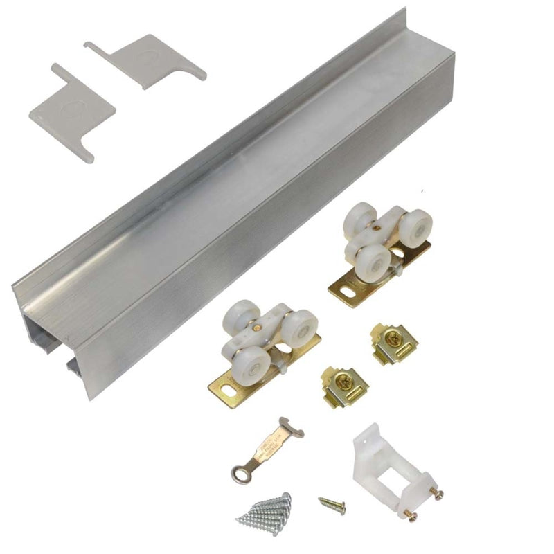 Johnson Hardware 72 in. L Silver Aluminum Sliding Door Hardware Kit 4 pc