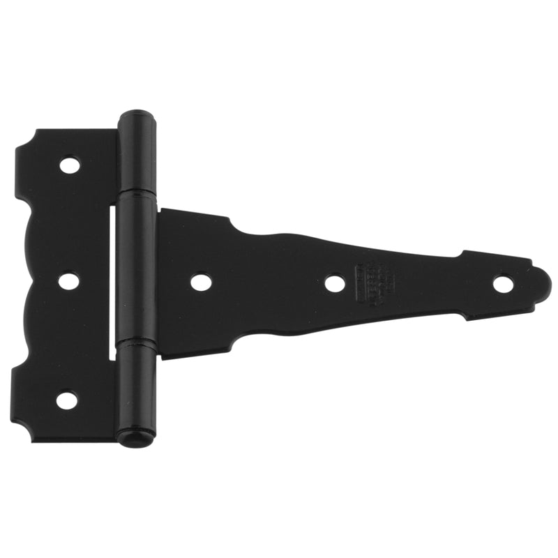 National Hardware 4 in. L Black Steel Ornamental T Hinge 1 pk