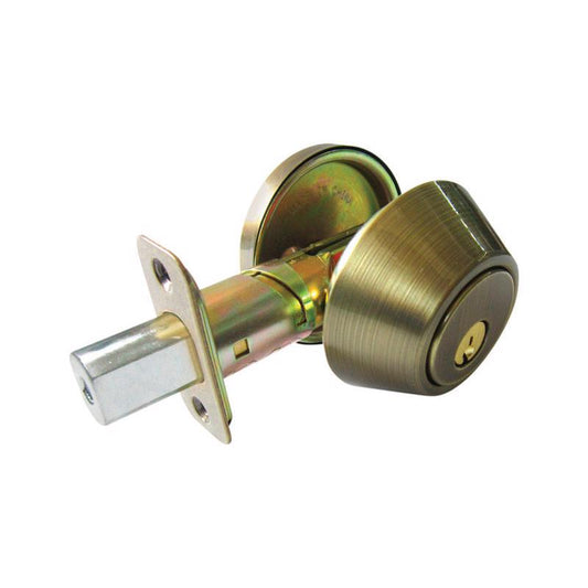 Faultless Antique Brass Single Cylinder Deadbolt 1-3/4 in in.