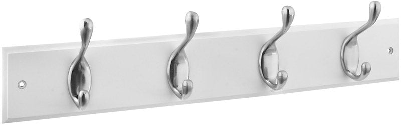 National Hardware 18 in. L Satin Nickel Silver/White Wood Hook Rack 1 pk