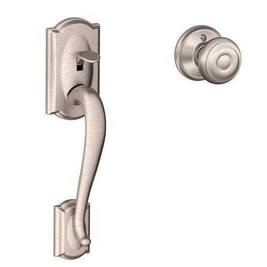 Schlage Camelot Satin Nickel Entry Handleset with Lever 1.75 in.