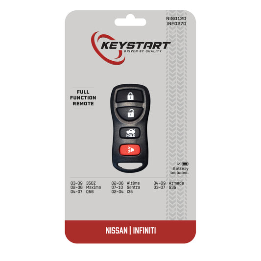 KeyStart NIS012 Self Programmable Remote Automotive Remote HD Key Remote Only Double For Nissan Infi