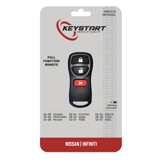 KeyStart NIS011 Self Programmable Remote Automotive Remote HD Key Remote Only Double For Nissan Infi