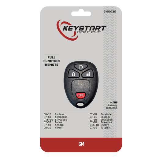 KeyStart GM002 Self Programmable Remote Automotive Replacement Key Remote Only Double For General Mo