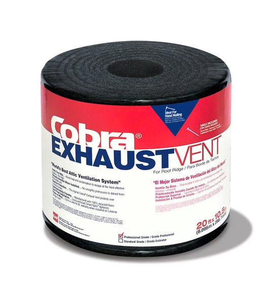 GAF Cobra 0.75 in. H X 10.5 in. W X 240 in. L Black Fiber/Polyester Shingle Over Ridge Vent