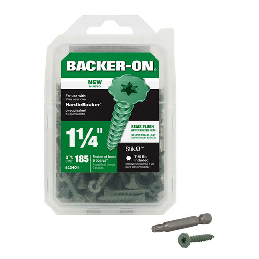 Backer-On No. 9 in. X 1-1/4 in. L Star Flat Head Serrated Cement Board Screws