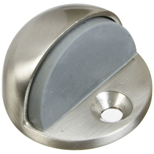 National Hardware Solid Brass Satin Nickel Silver Door Stop Mounts to floor 1.75 in.