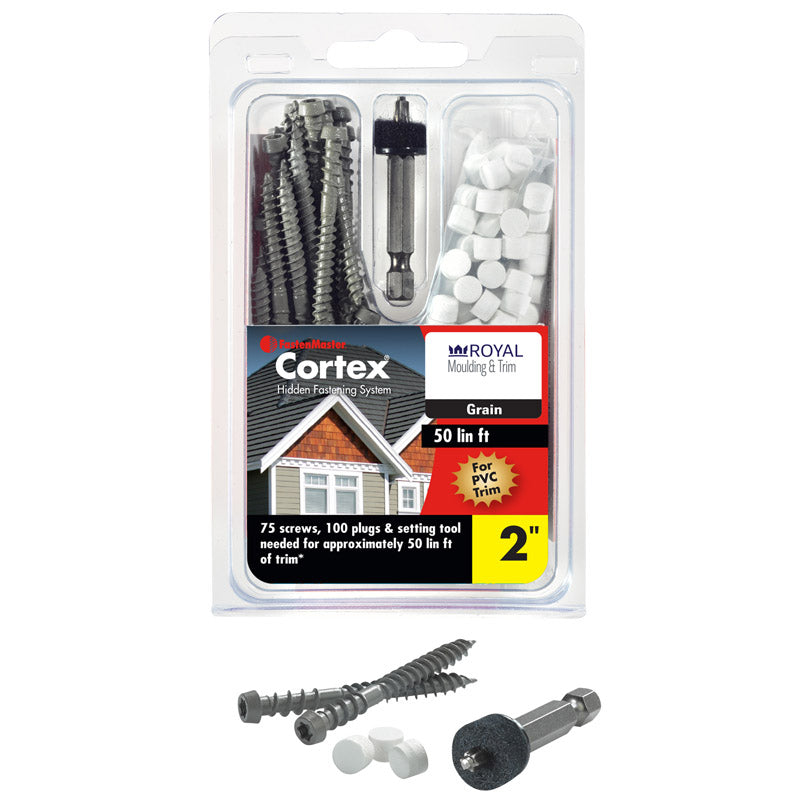 FastenMaster Cortex No. 9 X 2 in. L Star Trim Head Self Tapping Trim Screws with Plugs