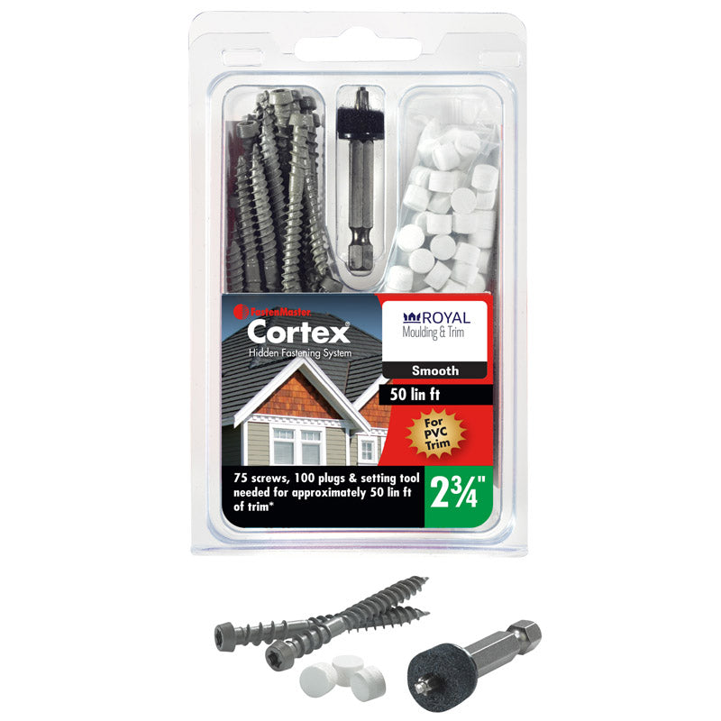 FastenMaster Cortex No. 9 X 2-3/4 in. L Star Trim Head Self Tapping Trim Screws with Plugs