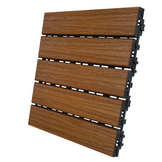 Aura 12 in. W X 12 in. L Honey Teak Composite Balcony/Deck Tiles 6 sq ft