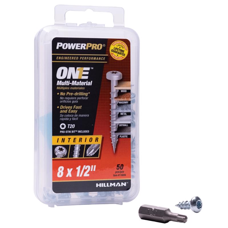 HILLMAN PowerPro No. 8 Ga. X 1/2 in. L Star Pan Head Coarse Multi-Material Screws