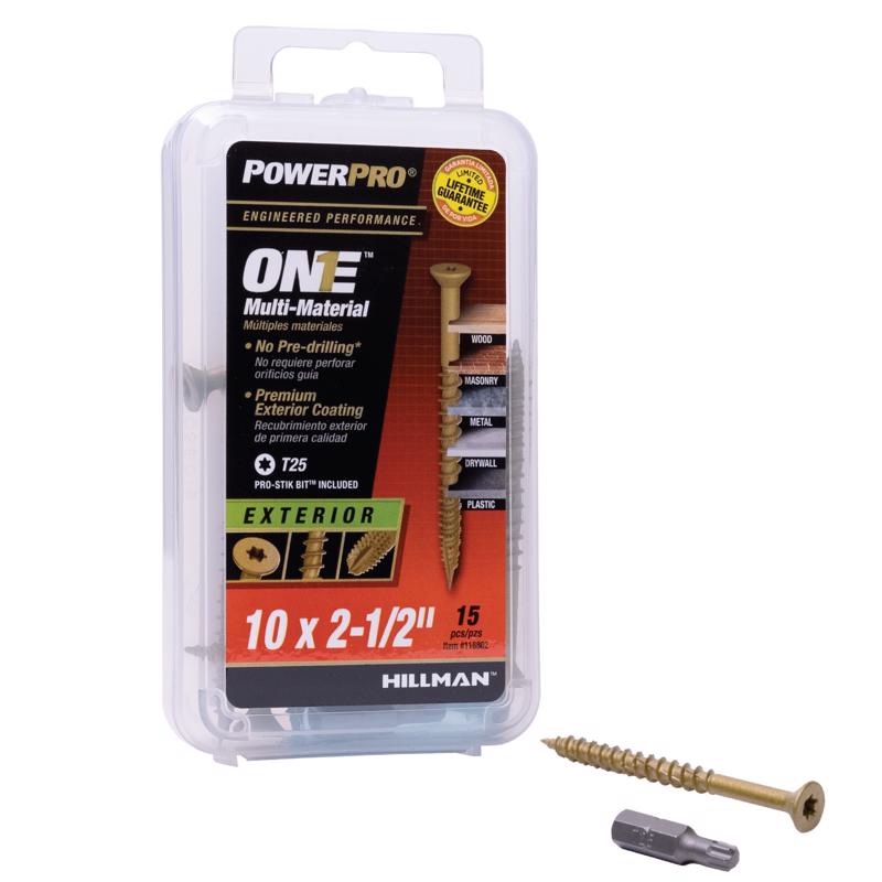 HILLMAN Power Pro No. 10 Ga. X 2-1/2 in. L Star Flat Head Coarse Multi-Material Screws