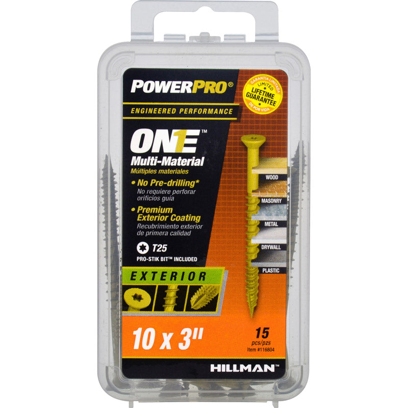 HILLMAN Power Pro No. 10 Ga. X 3 in. L Star Flat Head Coarse Multi-Material Screws