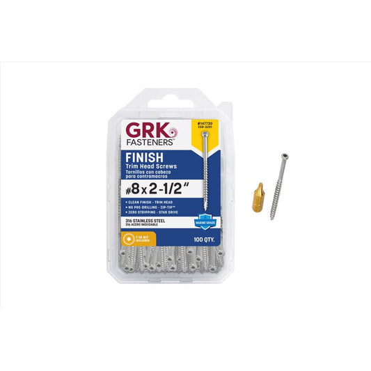 GRK Fasteners No. 8 in. X 2-1/2 in. L Star Trim Head W-Cut Construction Screws