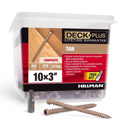 HILLMAN Deck Plus No. 10 in. X 3 in. L Tan Star Flat Head Composite Deck Screws 6 lb 270 pk