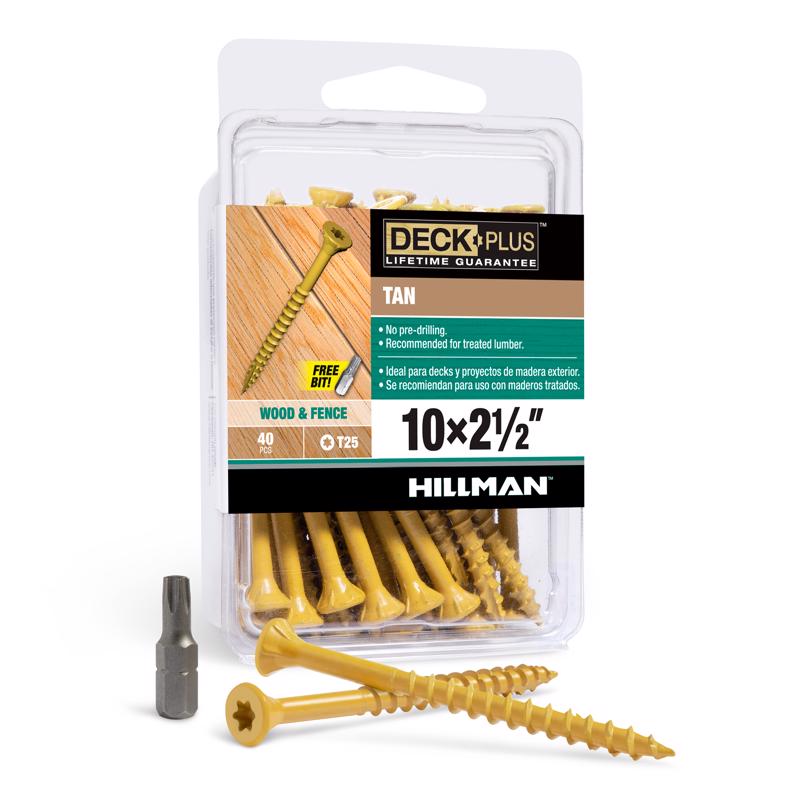 HILLMAN Deck Plus No. 10 Ga. X 2-1/2 in. L Tan Star Flat Head Exterior Deck Screws 40 pk