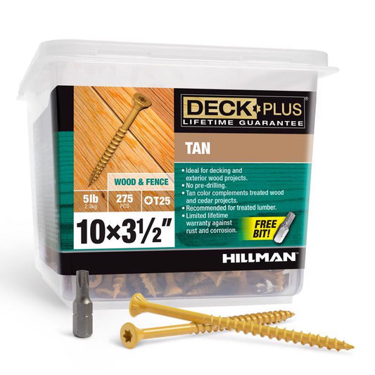 HILLMAN Deck Plus No. 10 in. X 3-1/2 in. L Tan Star Flat Head Exterior Deck Screws 5 lb 275 pk