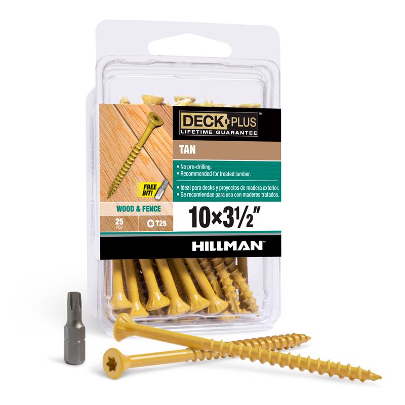 HILLMAN Deck Plus No. 10 Ga. X 3-1/2 in. L Tan Star Flat Head Exterior Deck Screws 1 lb 25 pk