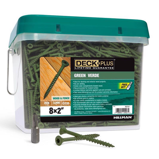 HILLMAN Deck Plus No. 8 in. X 2 in. L Green Star Flat Head Exterior Deck Screws 25 lb 3125 pk