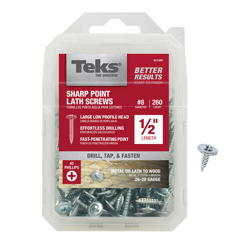 Teks No. 8 in. X 1/2 in. L Phillips Truss Head Coarse Lath Screws