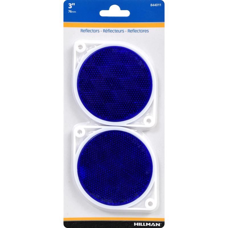 HILLMAN 3 in. Round Blue Reflectors 2 pk
