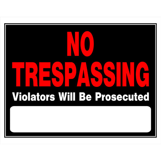 HILLMAN English Black No Trespassing Sign 15 in. H X 19 in. W