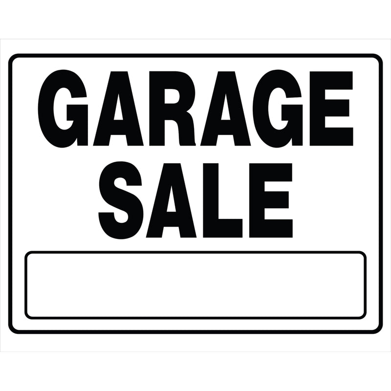 HILLMAN English White Garage Sale Sign 20 in. H X 24 in. W