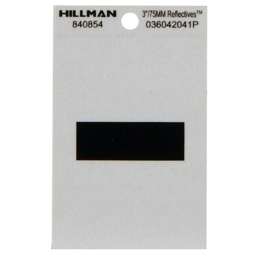HILLMAN 3 in. Reflective Black Vinyl Self-Adhesive Special Character Hyphen 1 pc