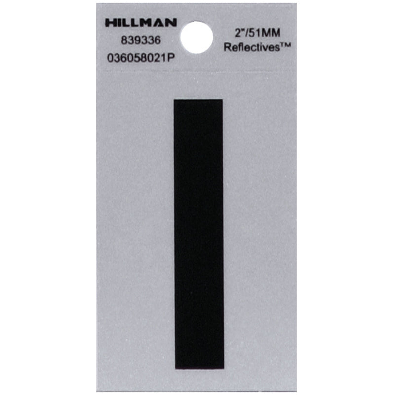 HILLMAN 2 in. Reflective Black VinylÂ  Self-Adhesive Letter I 1 pc