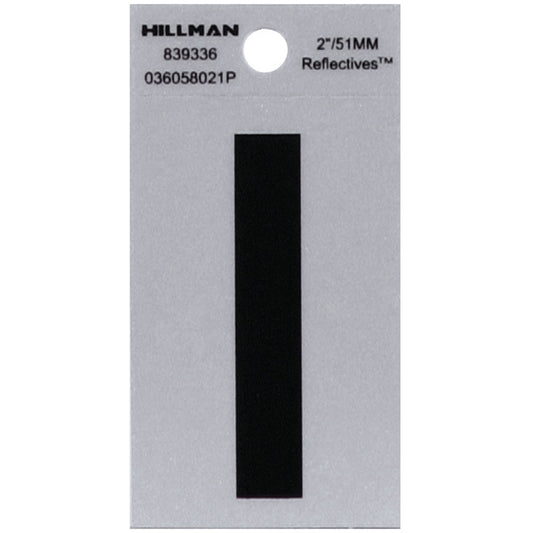 HILLMAN 2 in. Reflective Black VinylÂ  Self-Adhesive Letter I 1 pc
