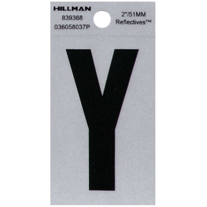 HILLMAN 2 in. Reflective Black VinylÂ  Self-Adhesive Letter Y 1 pc