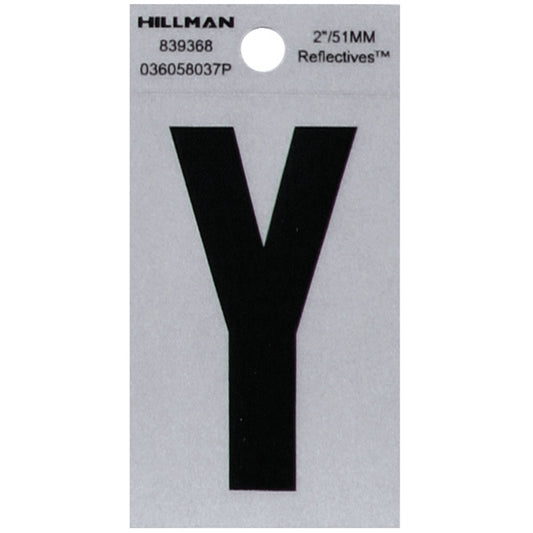 HILLMAN 2 in. Reflective Black VinylÂ  Self-Adhesive Letter Y 1 pc