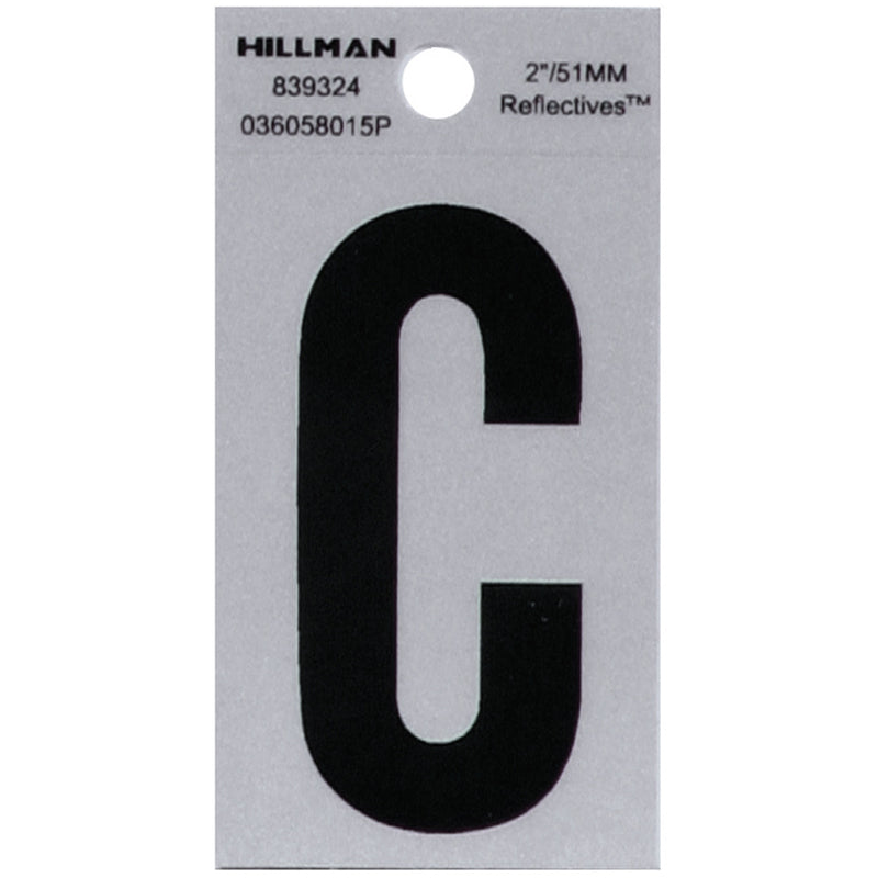 HILLMAN 2 in. Reflective Black VinylÂ  Self-Adhesive Letter C 1 pc
