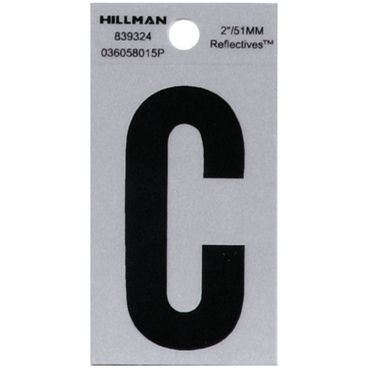 HILLMAN 2 in. Reflective Black VinylÂ  Self-Adhesive Letter C 1 pc