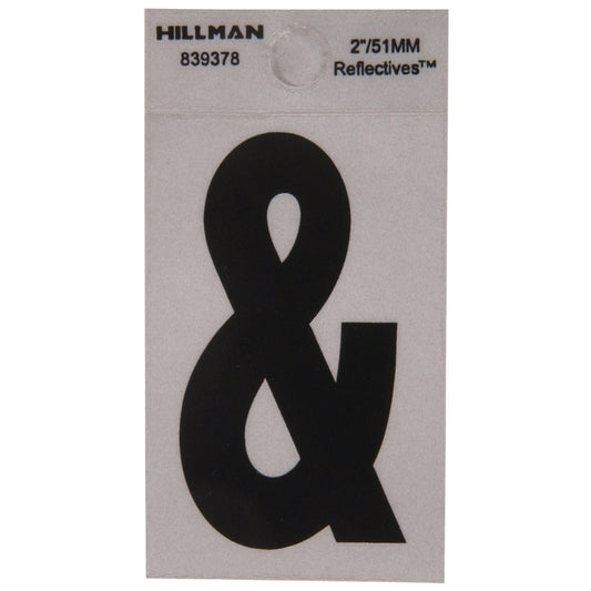HILLMAN 2 in. Reflective Black VinylÂ  Self-Adhesive Special Character Ampersand 1 pc