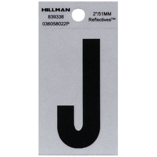 HILLMAN 2 in. Reflective Black VinylÂ  Self-Adhesive Letter J 1 pc